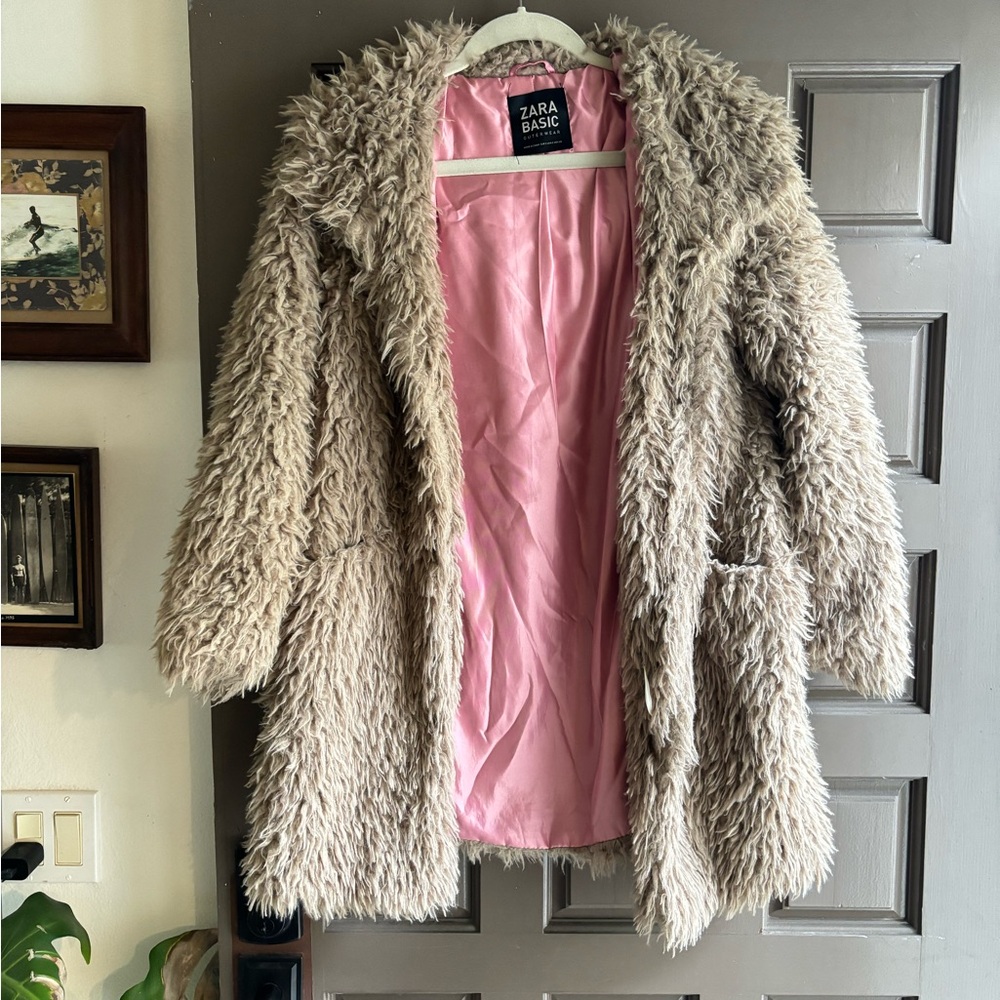 Zara fuzzy fur jacket coat